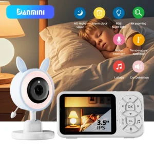 3.5″ Baby Monitor with RGB Night Light, Temperature Sensor & Two-Way Audio
