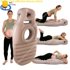 Inflatable O-Type Pregnancy Pillow Mattress – Full Body Maternity Sleeping Support with Foot Pump